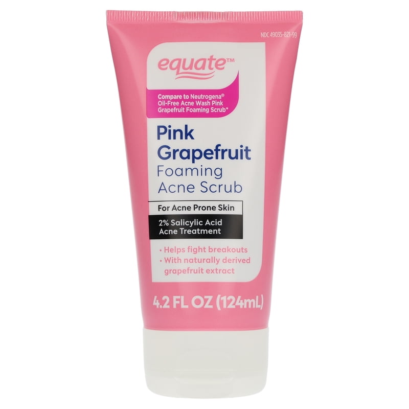 Pink Grapefruit Foaming Acne Scrub 3 Pack - Salicylic Acid Cleanser for Acne-Prone Skin