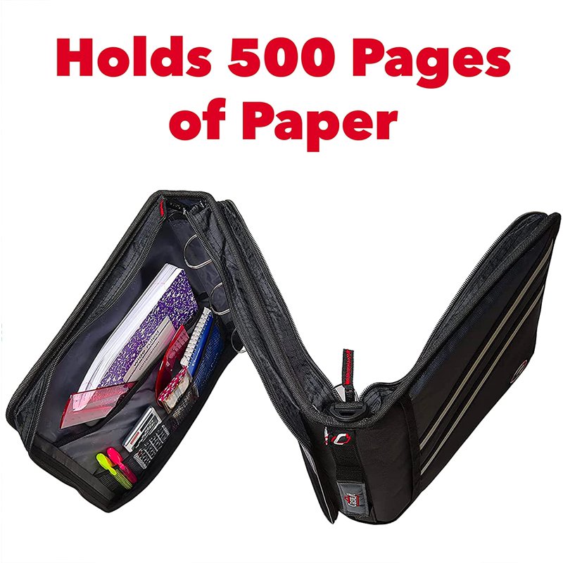 Two-In-One Zipper Binder with 1.5-Inch D-Rings and Multiple Pockets