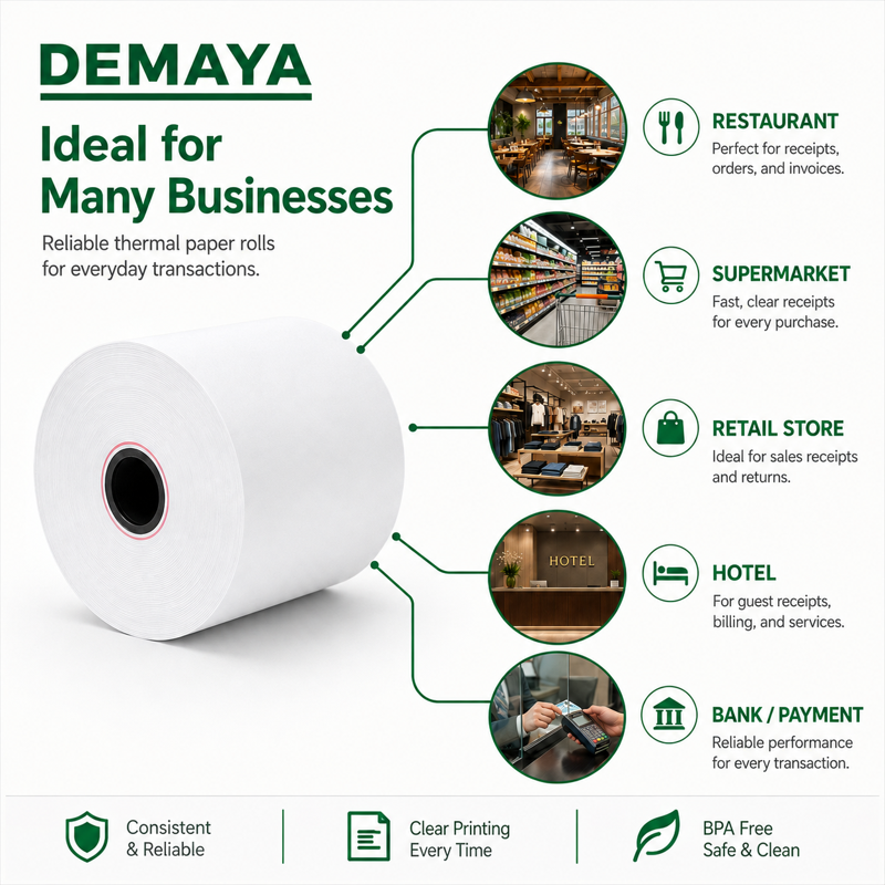 Thermal Receipt Paper Rolls 3 1/8" x 230' Bulk 50 Rolls BPA Free POS Tape