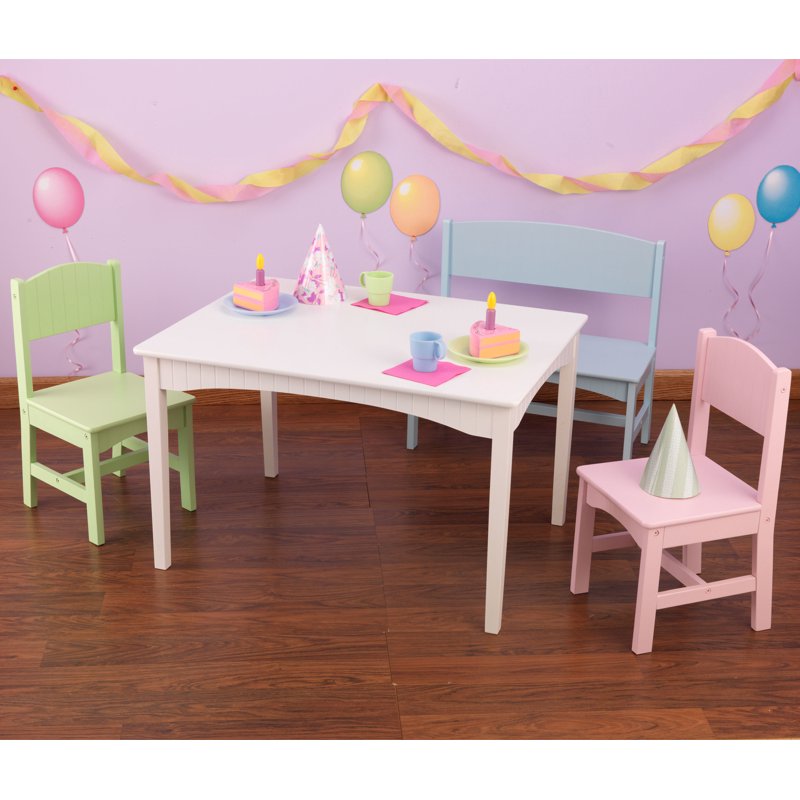 Kids Table with Bench and Chairs - Multicolored Children's Furniture