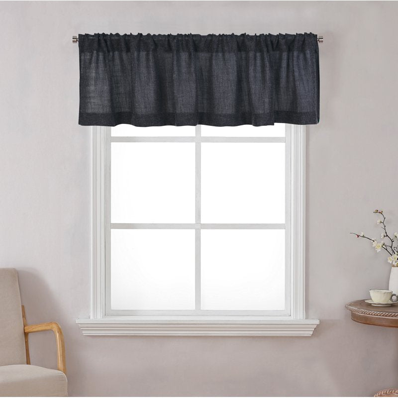 Light Filtering Window Curtain Set - Linen Blend Kitchen Tiers & Valance, 3 Pieces