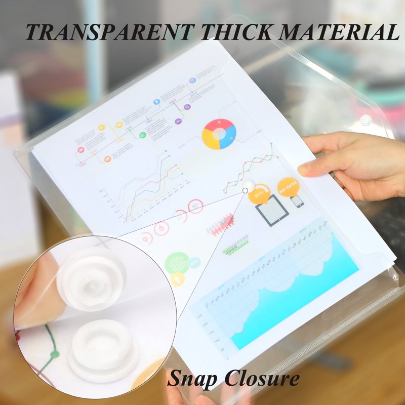 Waterproof Plastic File Folders Set with Snap Closures - A4 Letter Size Organizers, 12 Pack