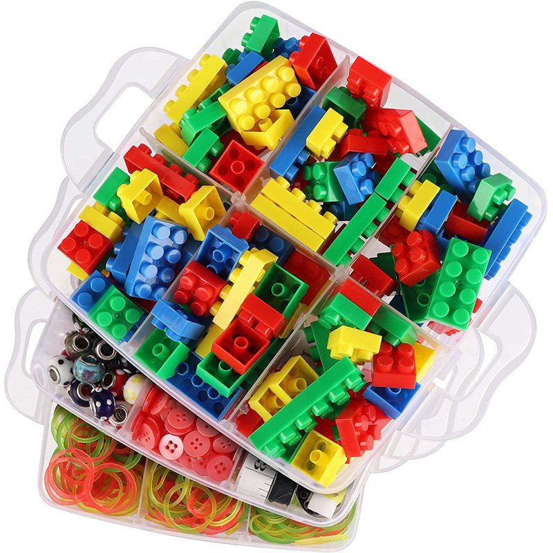 3-Tier Stackable Storage Container with 18 Adjustable Compartments for Crafts and Organization