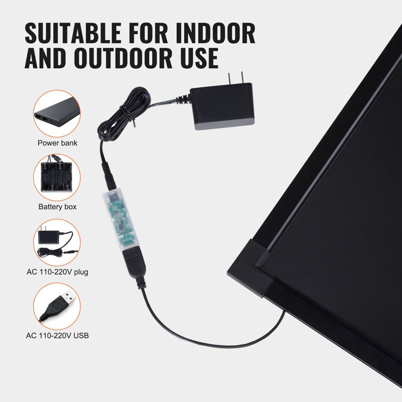 LED Message Board 24x16 Inch Illuminated Chalkboard with Markers & Remote