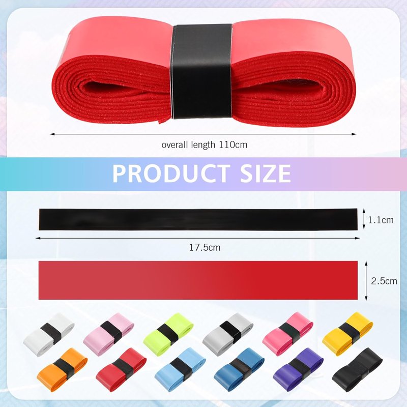 Multicolor Tennis Racket Grip Tape - Antislip PU Overgrip for Tennis, Badminton, Pickleball