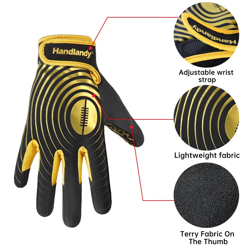 American Football Gloves Sticky Grip Wide Receiver & Lineman Gloves for Men