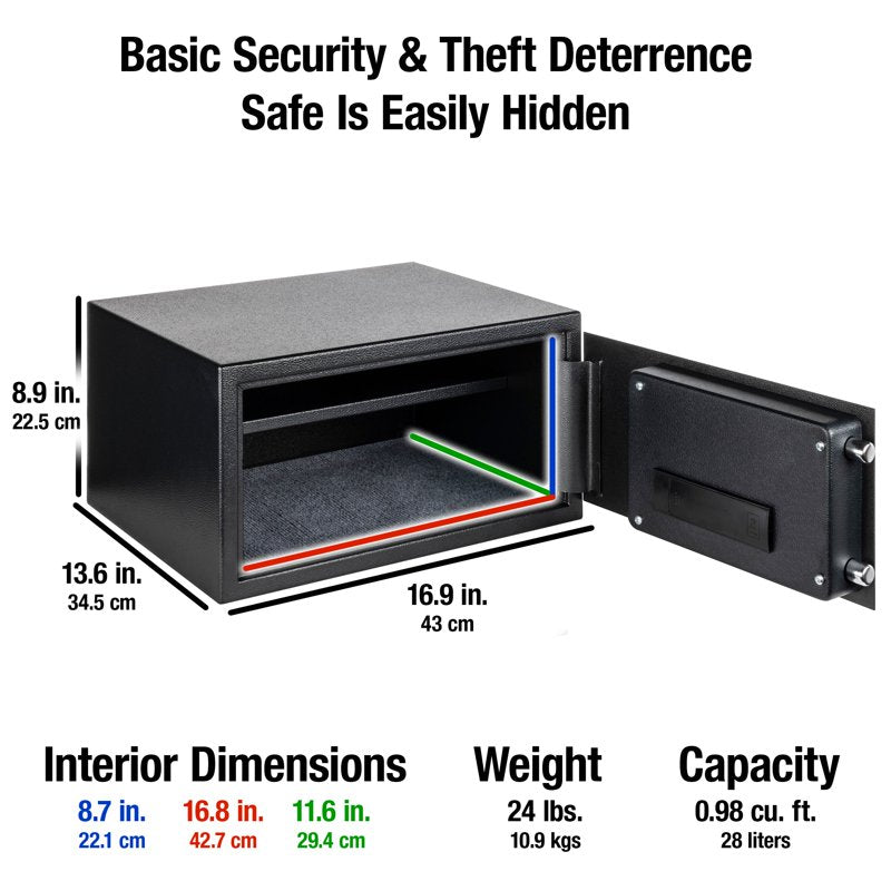 Digital Security Safe with Keypad Lock 0.98 C-Ft Black