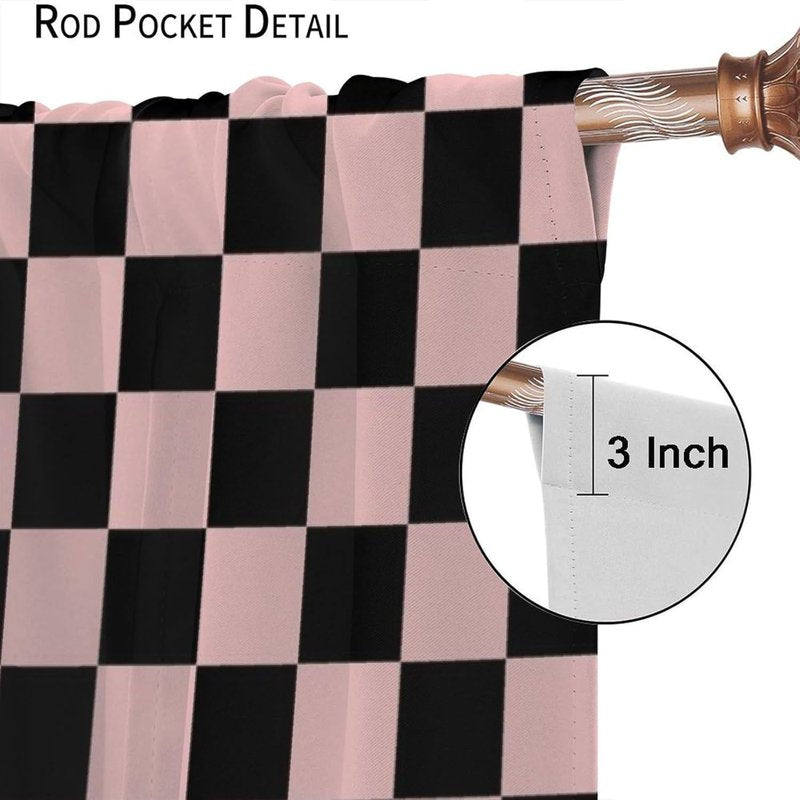 Vintage Plaid Curtain Set with Thermal Insulation for Living Room and Bedroom