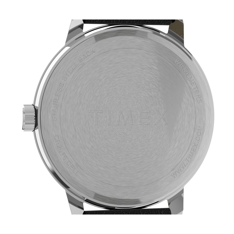 Timex Men's Easy Reader Bold 43mm Watch Silver-Tone Case White Dial Leather Strap