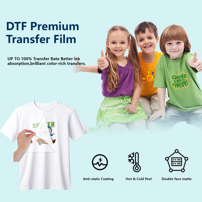 Premium DTF Transfer Film Roll 12x328ft for Fabric Printing & T-Shirts