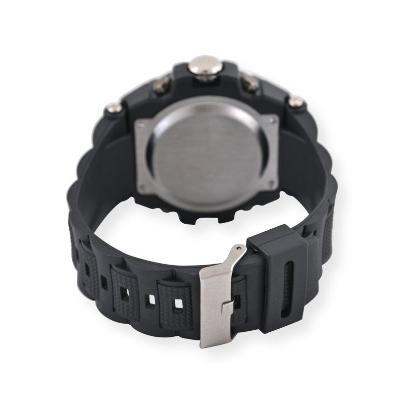 George Men's Analog Digital Watch 53MM Gunmetal Case & Black PVC Strap
