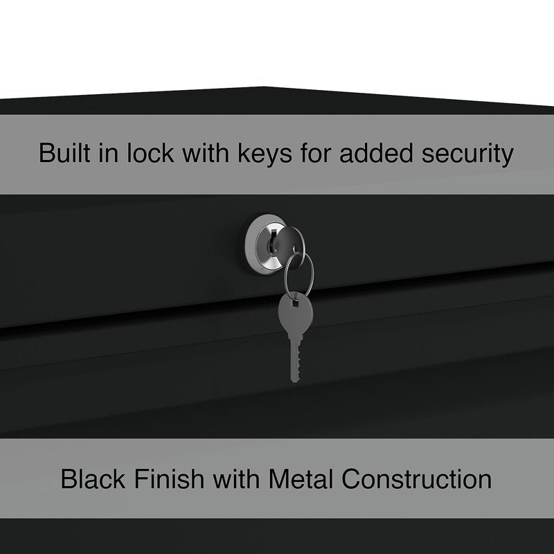 30-Inch Wide 4-Drawer Lateral File Cabinet - Black, Heavy-Duty Metal