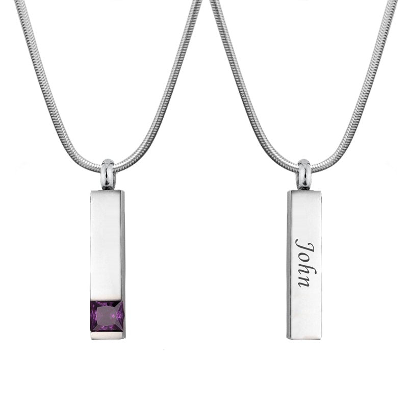 Personalized Cremation Necklace with Birthstone Pendant - Keepsake Memorial Jewelry