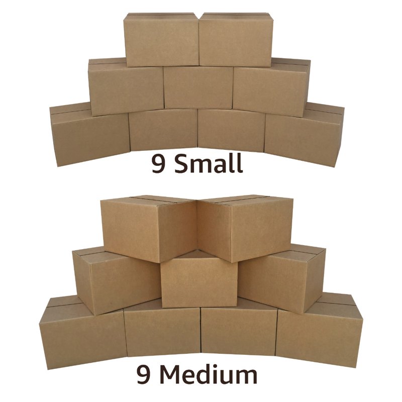 Moving Boxes Kit with Supplies - All Sizes, Bubble Wrap & Tape Included