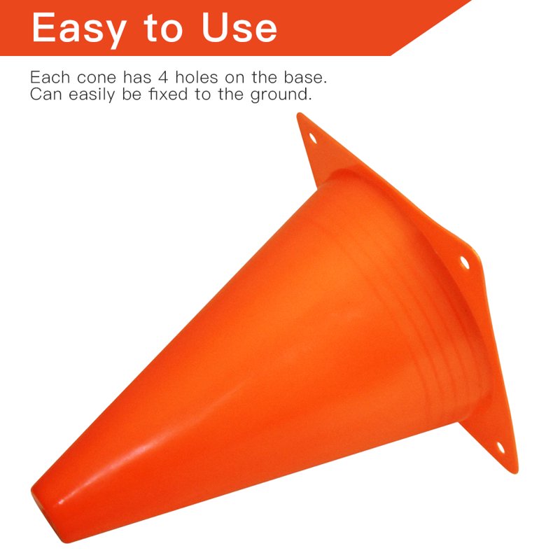 12 Pack Sports Training Cones - Durable Traffic & Agility Markers, 7 Inch Orange