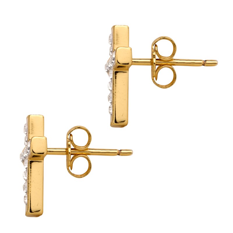Women's Crystal Cross Earrings in 18kt Gold Over Sterling Silver - Elegant Jewelry