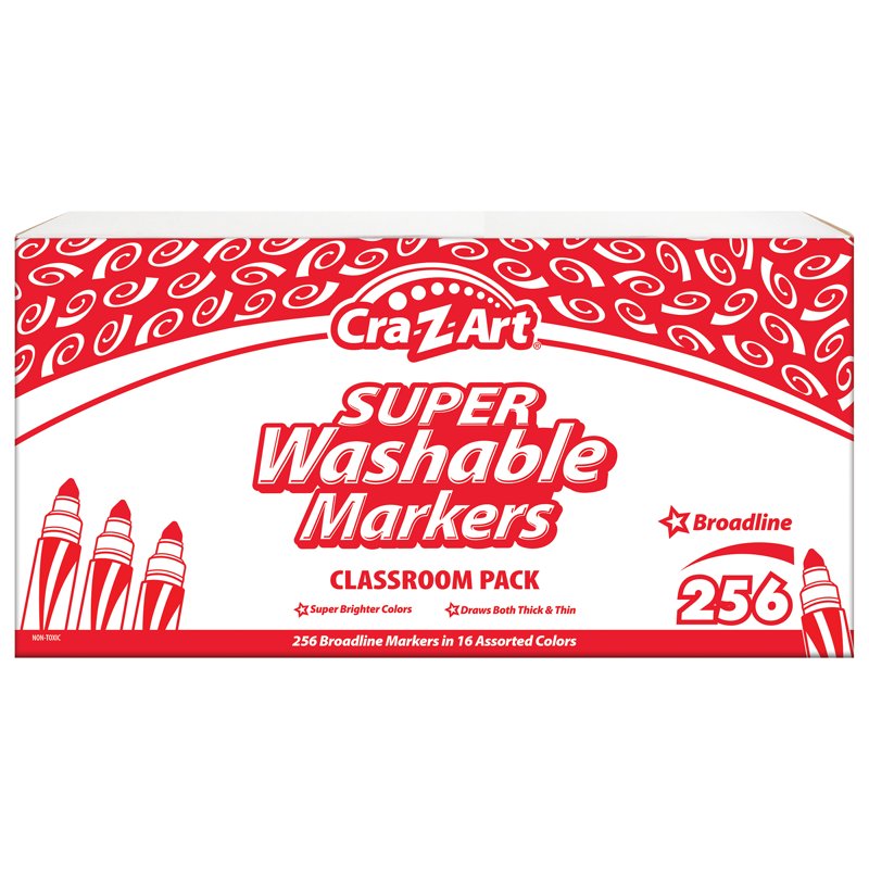 256 Count Washable Broad Line Markers Classroom Pack for Kids & Teachers