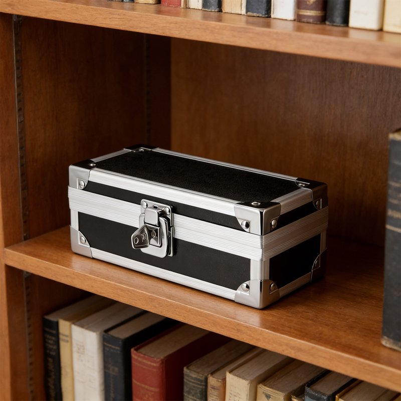 Lockable Aluminum Cash Box with Key - Compact Money Storage Organizer