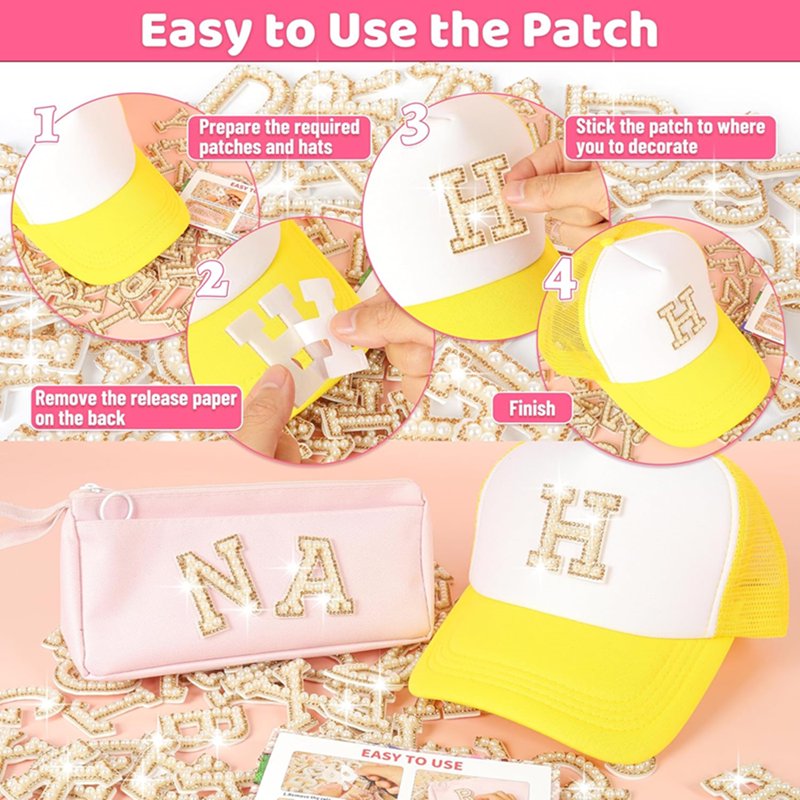 Self Adhesive Pearl Letter Patches 52 Pcs for Clothing & Accessories