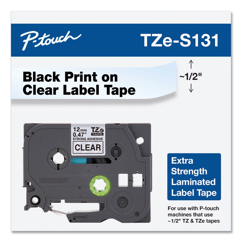 Brother Extra-Strength Laminated Label Tape 0.47 Inch Clear Adhesive