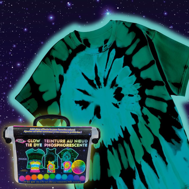 Tie-Dye Fabric Dye Kit with Glow Pigments - 77 Pieces for Cotton & Silk