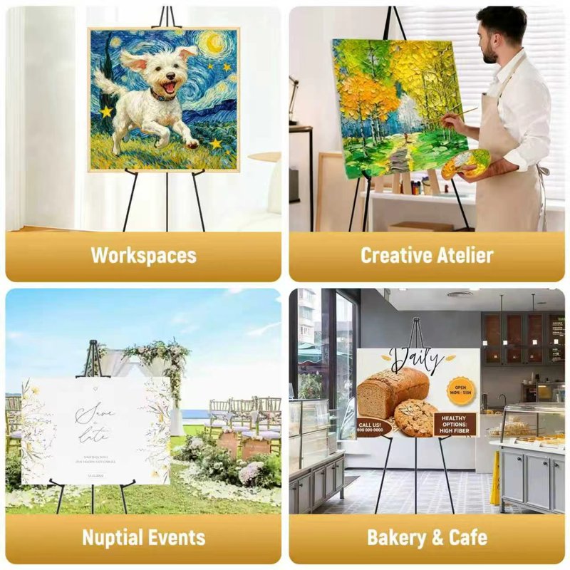 Adjustable Foldable Art Easel Stand for Painting & Display, 2 Pack