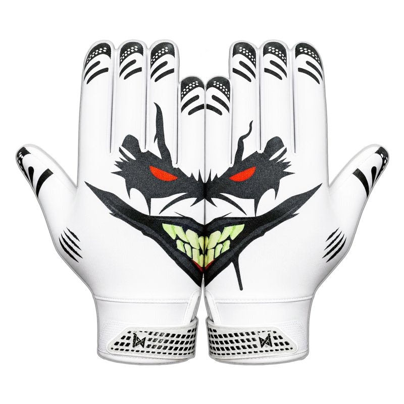 Youth Football Receiver Gloves with Silicone Grip - White/Black, Medium