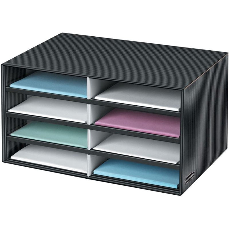 Decorative Letter Organizer with 8 Compartments - Black & Gray Pinstripe