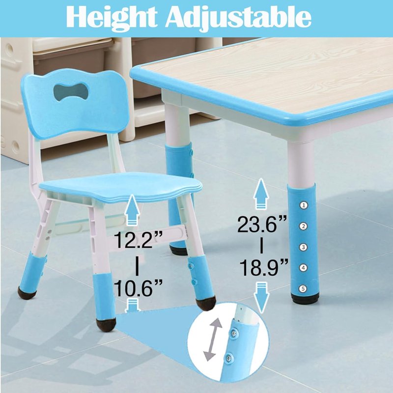 Kids Adjustable Activity Table and Chair Set with Graffiti Desktop for Ages 2-10