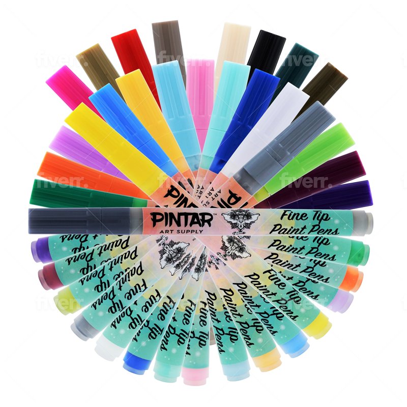 24 Pack Acrylic Paint Markers - Fine Tip Permanent Art Pens for Rock Glass Wood Ceramic