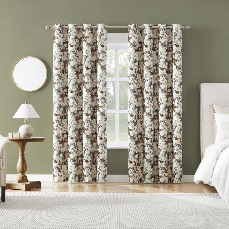Blackout Floral Curtain Panel - Thermal, Light-Blocking, Noise-Reducing 50"x63"