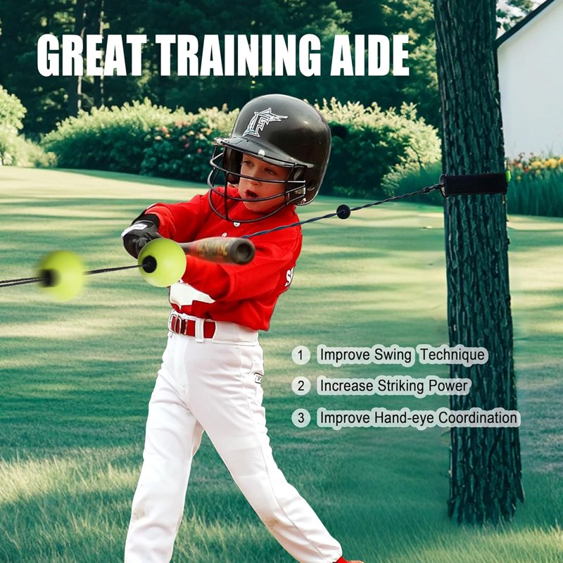 Baseball Batting Trainer with Rope Swing Practice Equipment for All Ages