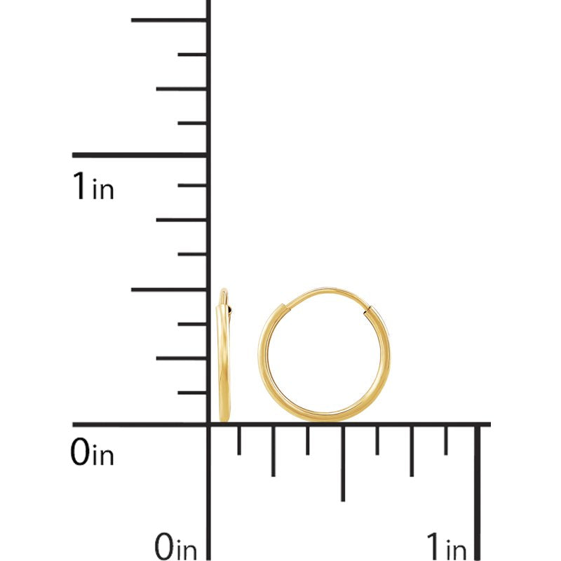 10K Yellow Gold 12mm Hollow Round Hoop Earrings - Stylish & Lightweight