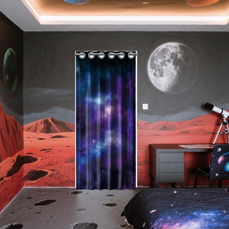 Galaxy Space Nebula Doorway Curtain Room Divider - Foldable Polyester Privacy Screen