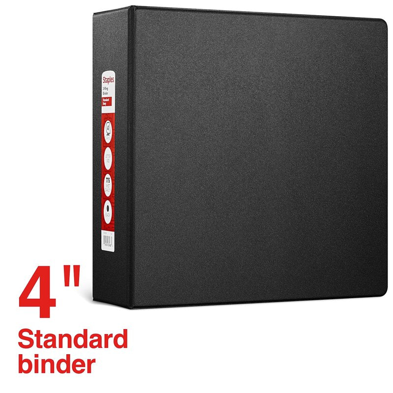 4-Inch D-Ring Binder - Black Heavy-Duty Office Organizer