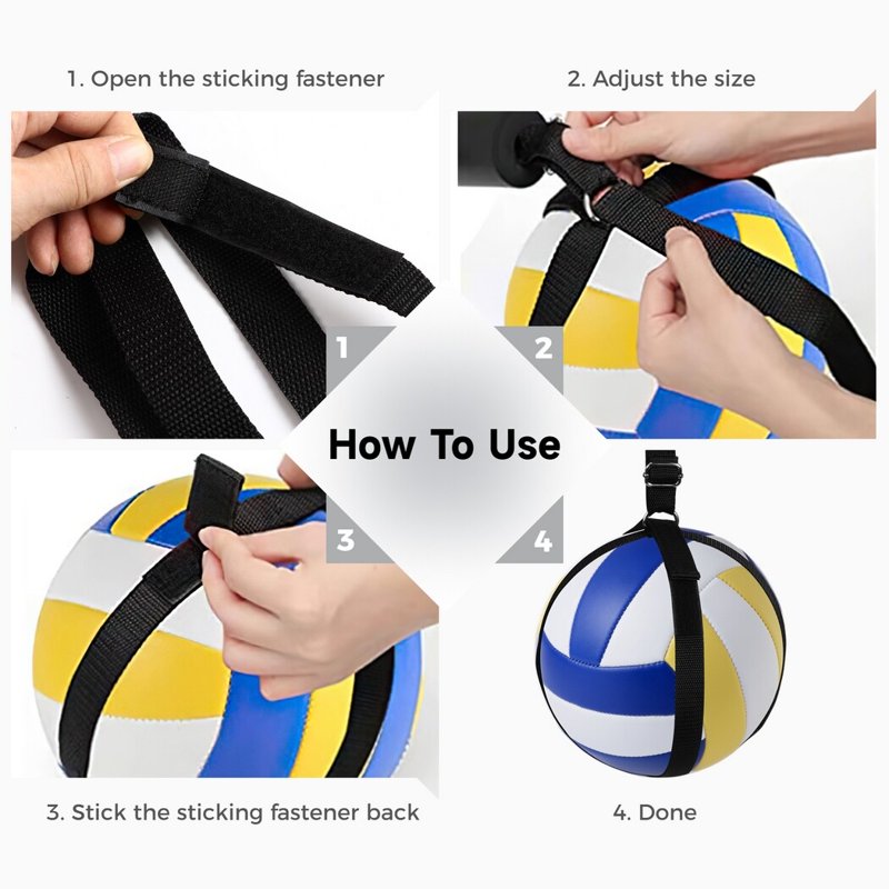 Solo Volleyball Spike Trainer with Adjustable Cord & Ball Pouch