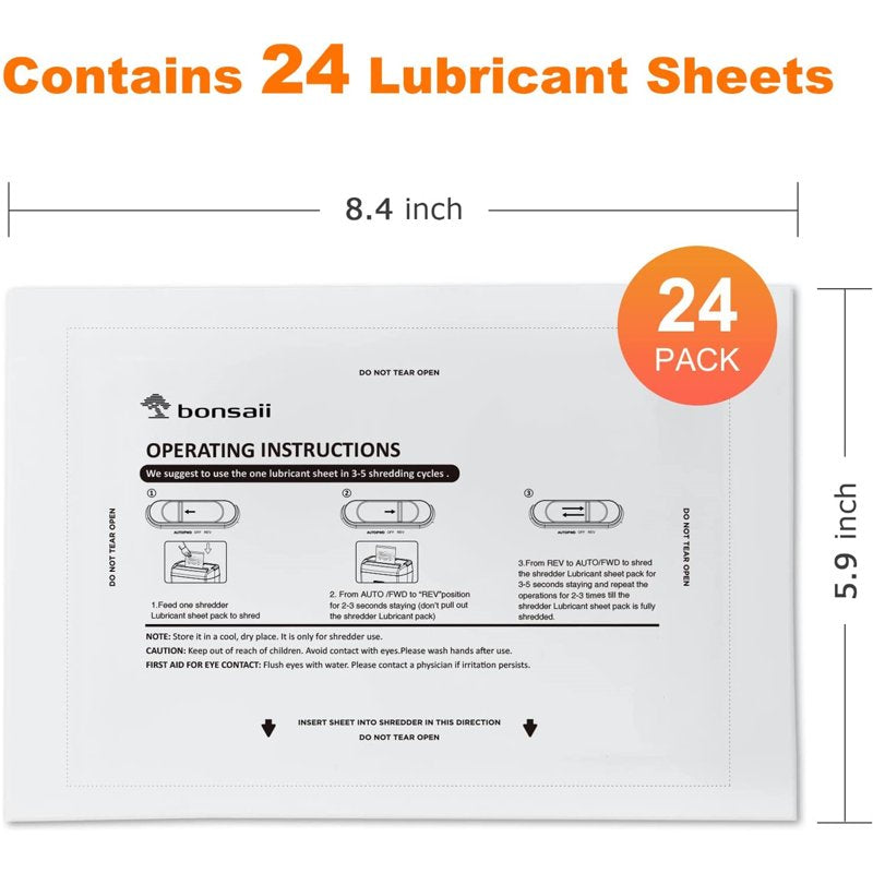 Paper Shredder Lubricant Sheets 24-Pack for All Shredders - Easy Maintenance