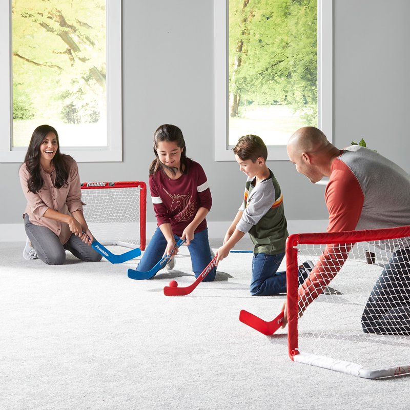 Mini Knee Hockey Goal Set with Sticks - Indoor Sport for Kids & Toddlers