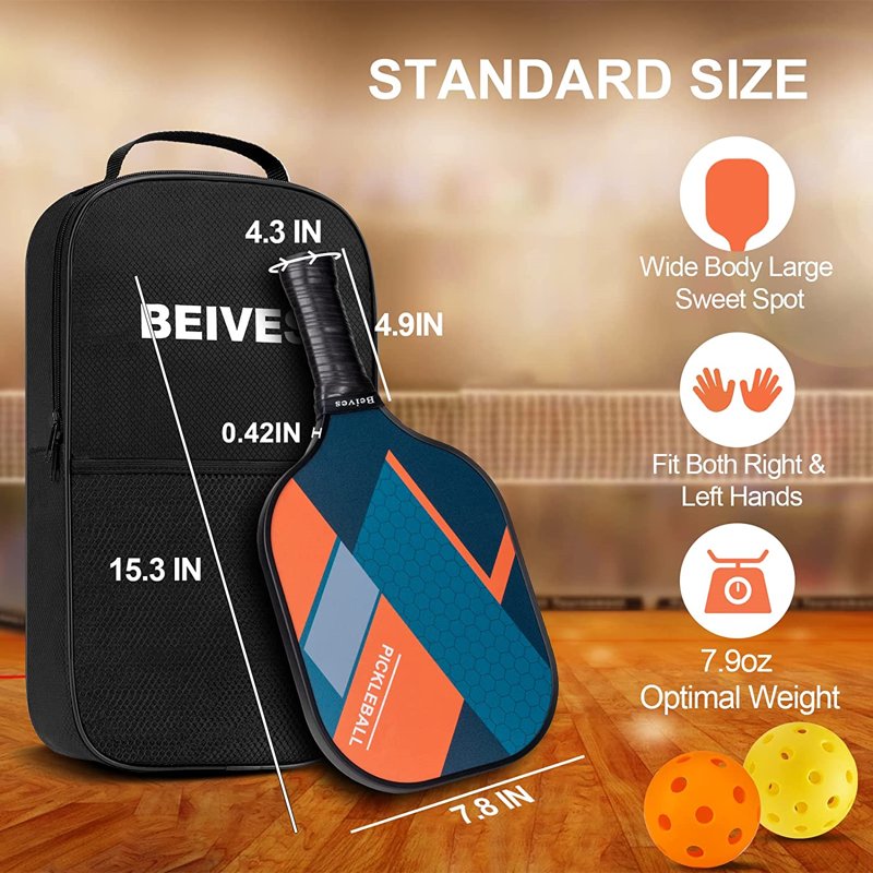 BEIVES Orange Variation 4-Player Pickleball Paddle Set with 4 Balls & Carry Bag