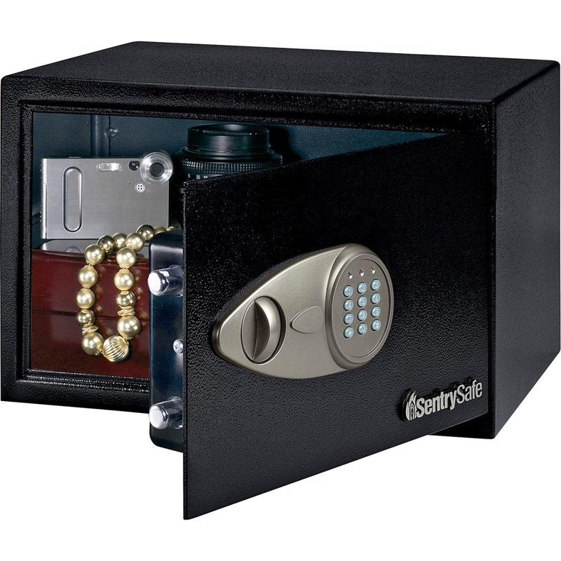 Small Security Safe with Electronic Lock and Key Lock - 0.50 ft³ Steel Black