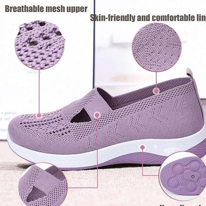 Orthopedic Breathable Flat Shoes for Women with Arch Support - Comfortable Slip-On Sneakers