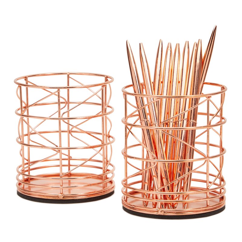 Rose Gold Pen and Makeup Brush Holder - Desk Organizer Cup