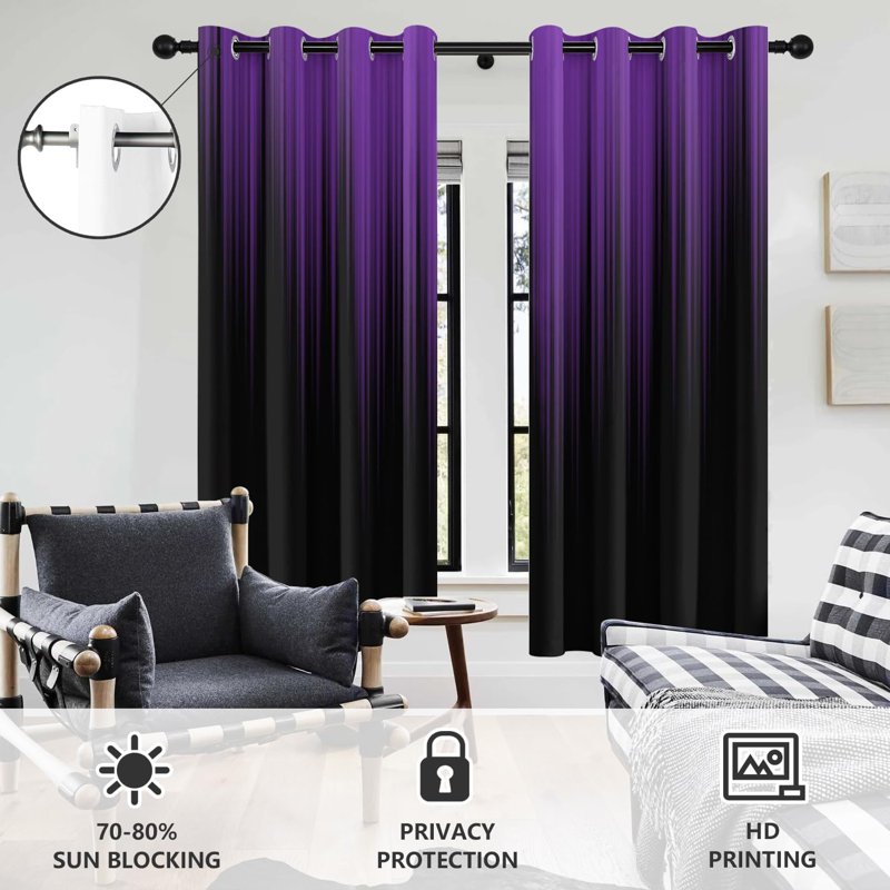 Blackout Window Curtains with Thermal Insulation for Bedroom & Living Room - 1 Pair, Modern Design