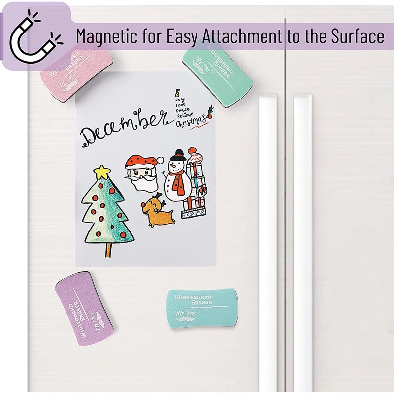 Magnetic White Board Erasers 8 Pack - Pastel Colors, Office & School Supplies