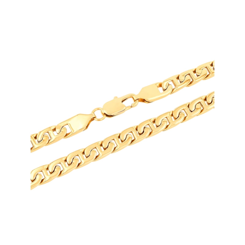 Men's Stainless Steel Mariner Link Necklace 24 Inch Gold & Silver Tones