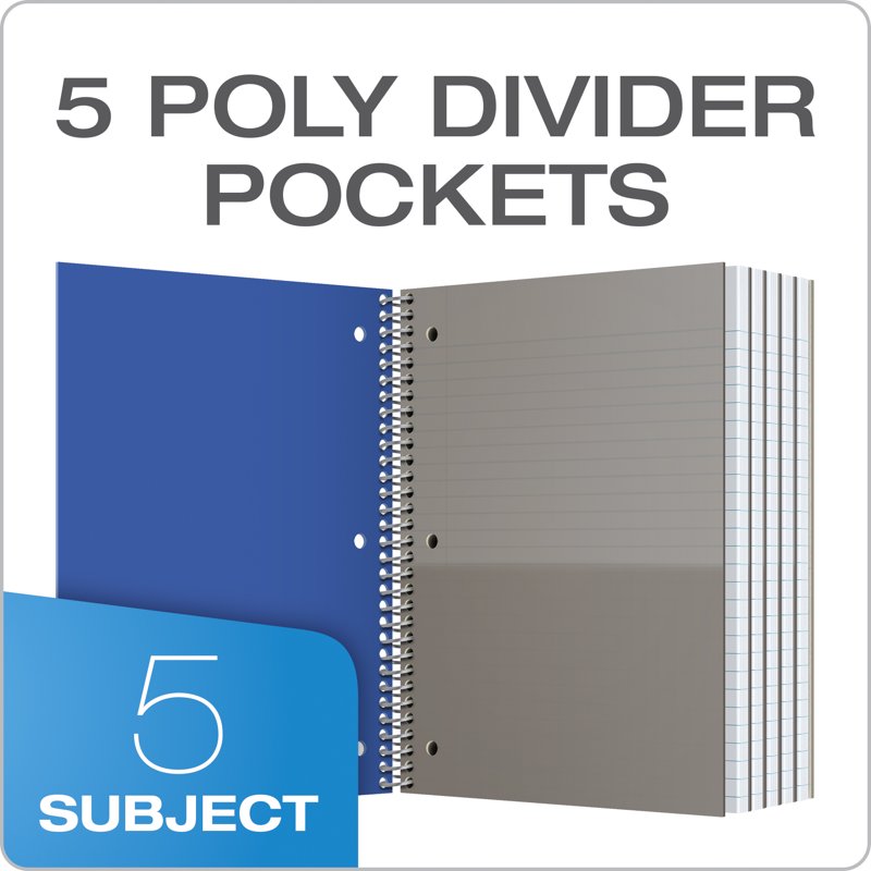 Oxford 5-Subject Wire-Bound College Notebook with Heavyweight Paper - Pack of 2