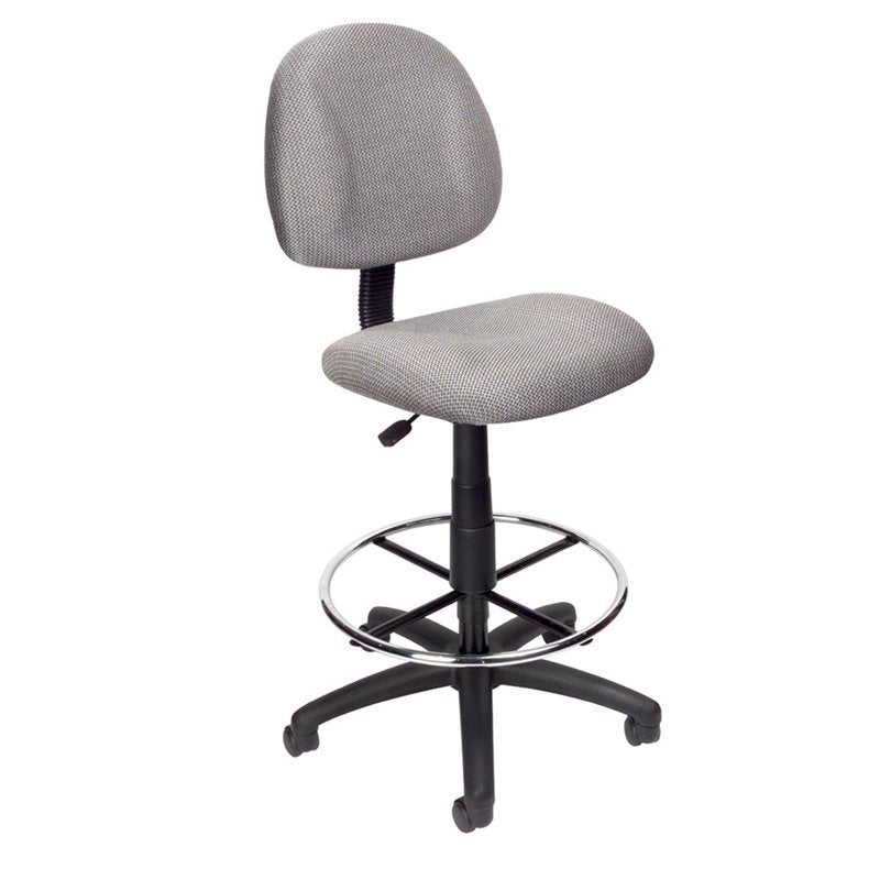 Contoured Rolling Drafting Stool with Height Adjustment - Gray & Blue Options