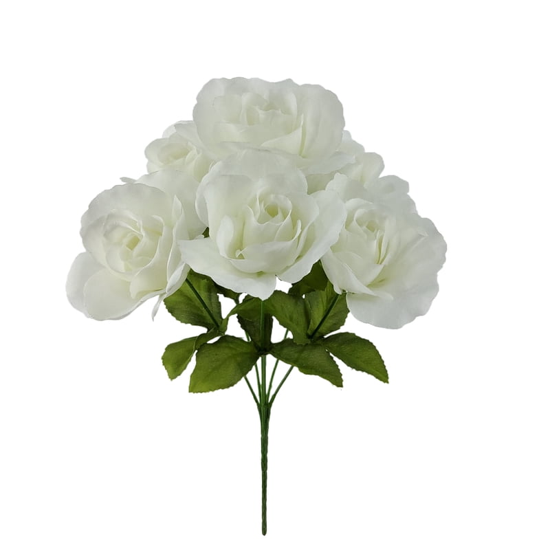 Artificial Sweet Rose Flower Picks - White, 14 Inch, Pack of 4
