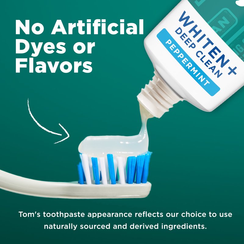 Whiten Plus Deep Clean Toothpaste with Fluoride, Peppermint - 4.0 oz (Peppermint) Tom’s of Maine