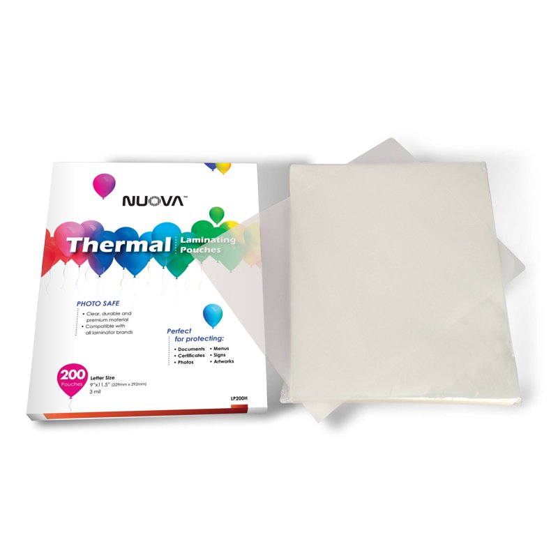 Thermal Laminating Pouches 9 x 11.5 Inches, 3 Mil, Pack of 200 - Clear Document Protection